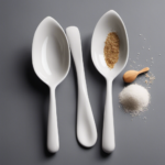 An image that showcases two identical, delicate porcelain spoons, each filled to the brim with a precise amount of fine salt, measuring exactly one-fourth of a teaspoon