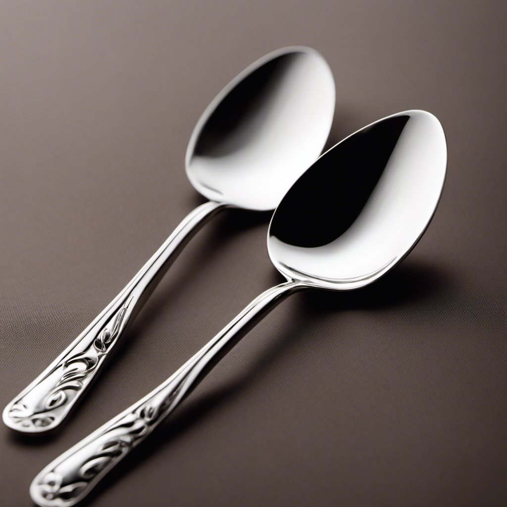 An image showcasing two delicate teaspoons, gracefully merging their shiny silver curves, their handles intertwining like a dance, a perfect union of elegance and functionality