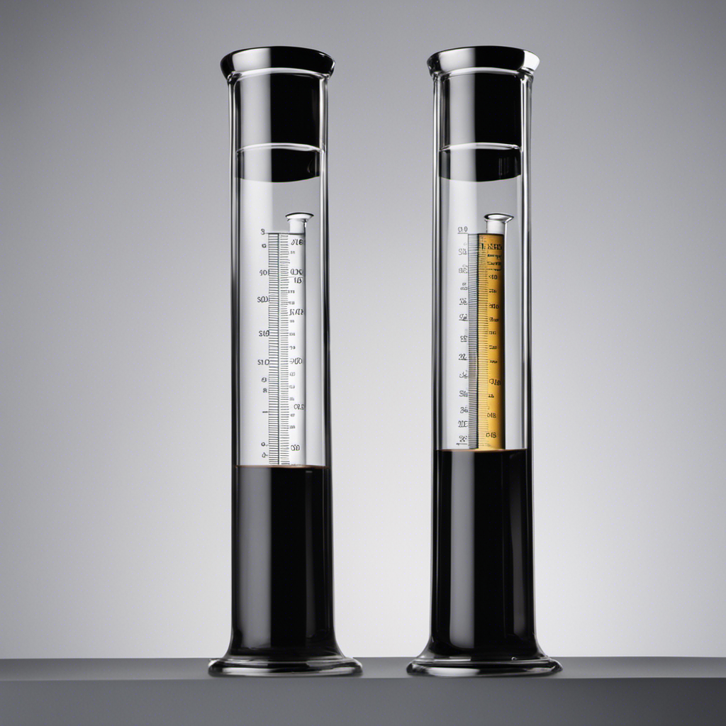 An image showcasing two identical teaspoons filled with liquid, pouring into a graduated cylinder labeled in milliliters