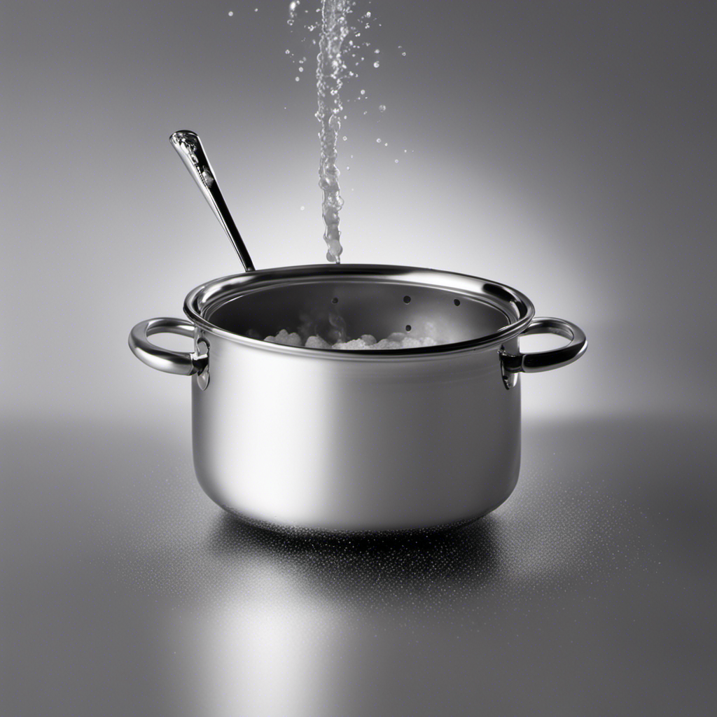 An image showcasing a boiling pot of water with two gleaming teaspoons of salt slowly dissolving into the liquid
