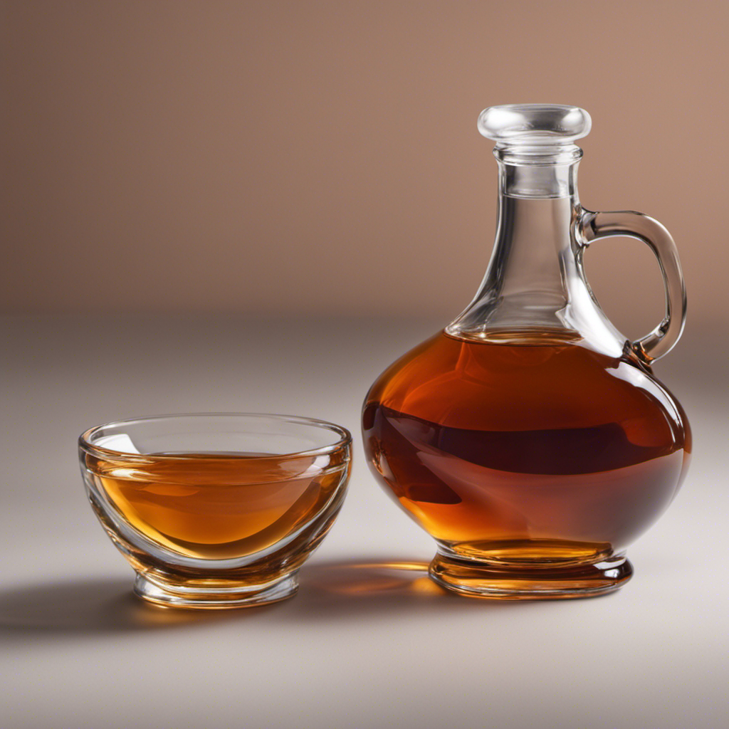 Create an image showcasing a small glass bowl filled with precisely measured 2 teaspoons of maple syrup, accompanied by an empty larger glass bowl, emphasizing the question of how much maple syrup is needed to replace the original quantity