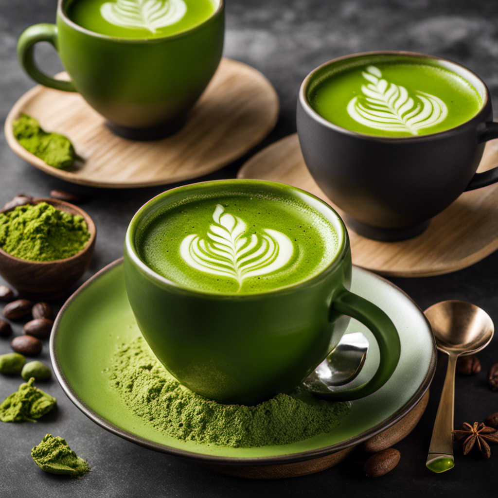 An image showcasing two identical mugs side by side, one filled with a rich, steamy cup of coffee and the other with a vibrant green matcha latte, illustrating the perfect matcha-to-coffee substitution