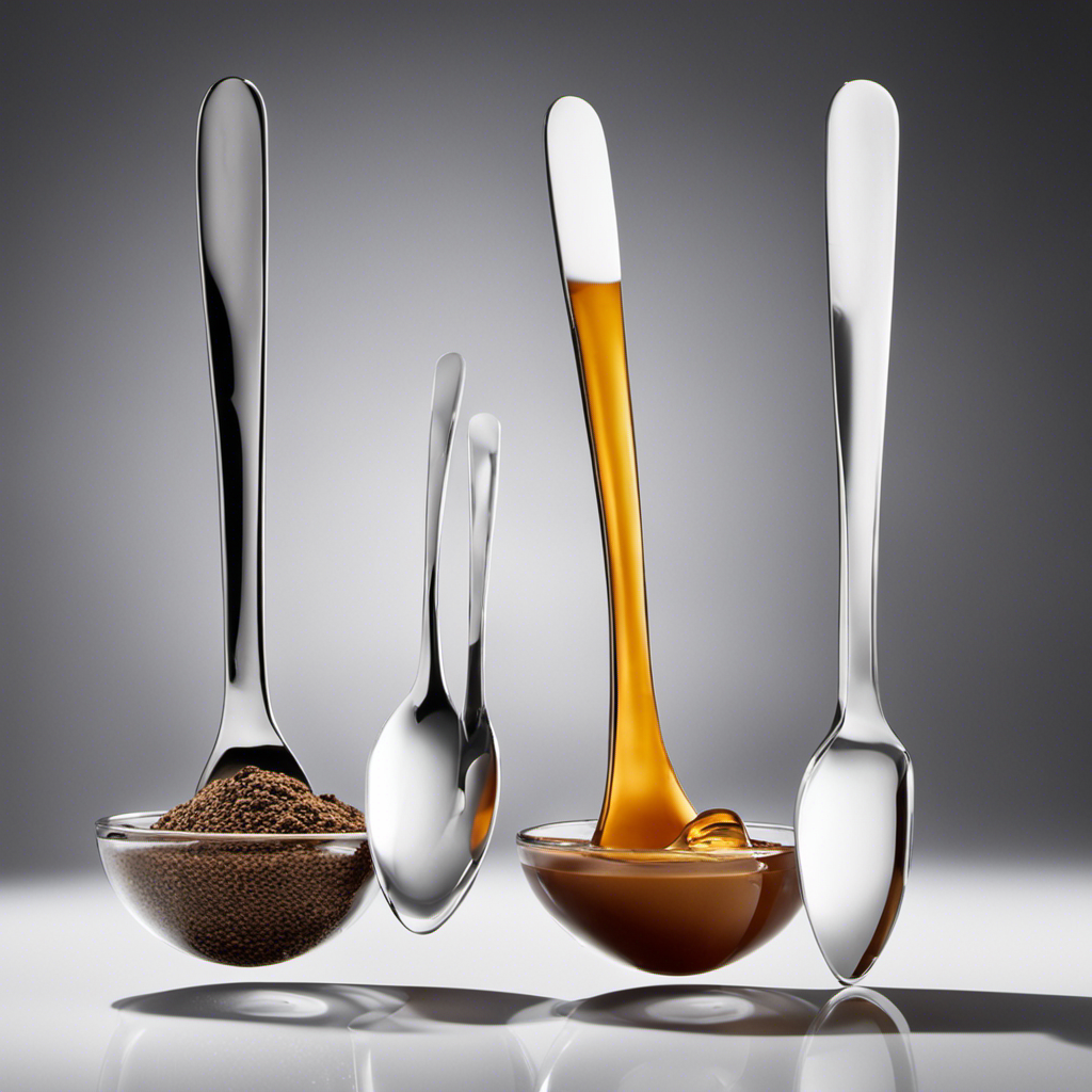 An image showcasing three identical teaspoons filled with liquid, contrasting with a single tablespoon overflowing with the same liquid