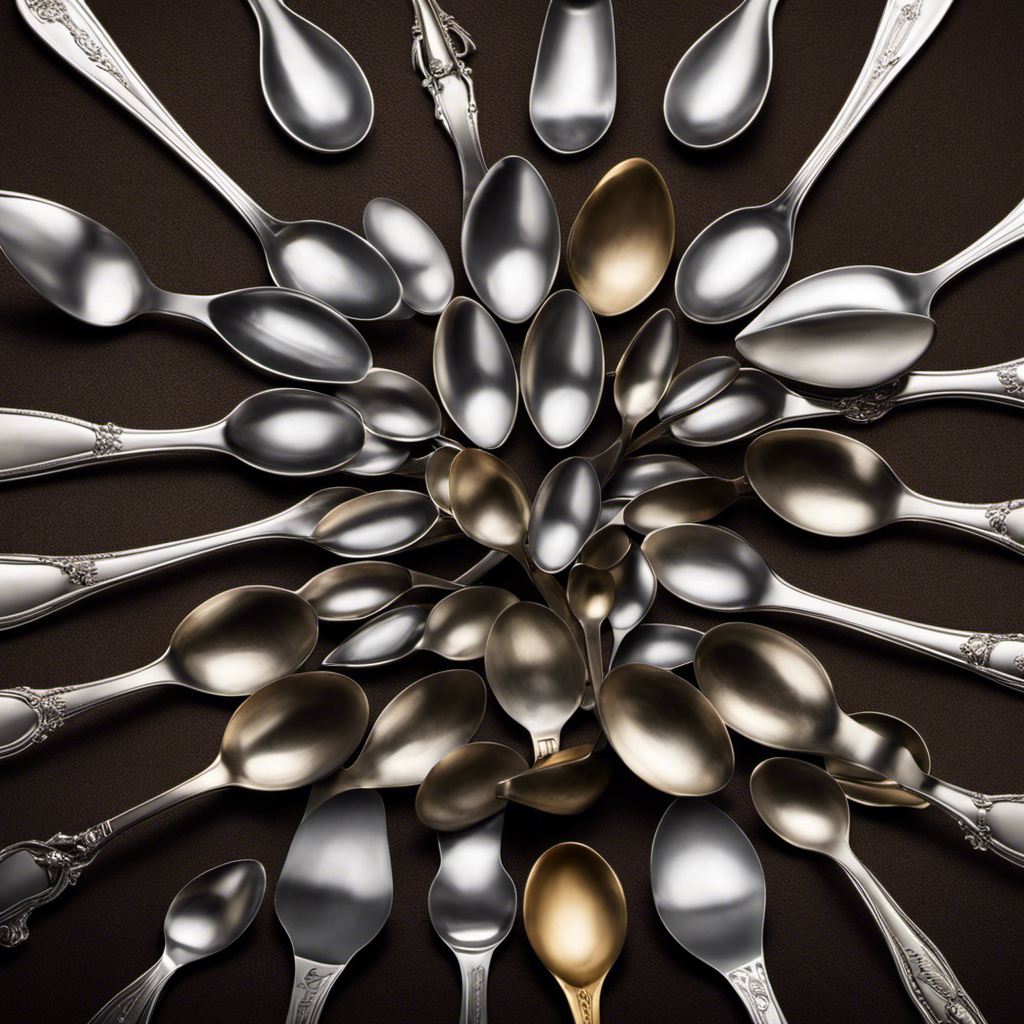 An image showcasing an assortment of precisely measured teaspoons, varying in quantity, stacked neatly on a kitchen counter
