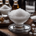 An image showcasing four and a half teaspoons of salt poured into a transparent glass bowl, emphasizing the fine texture and granular nature of the salt crystals, highlighting the sodium content within