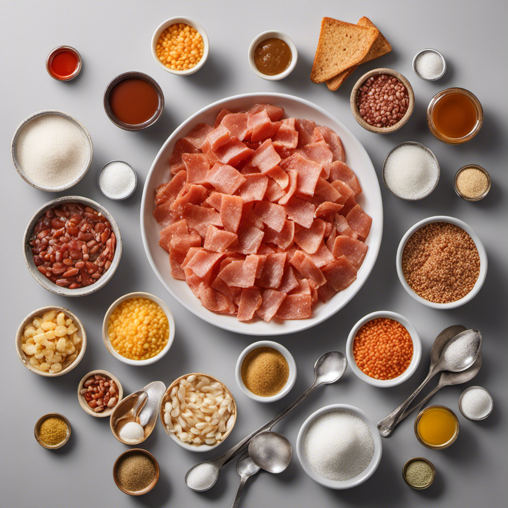 An image depicting a person's daily sodium intake from consuming two teaspoons of salt, showing a plate filled with various high-sodium foods such as processed meats, canned soups, and salty snacks