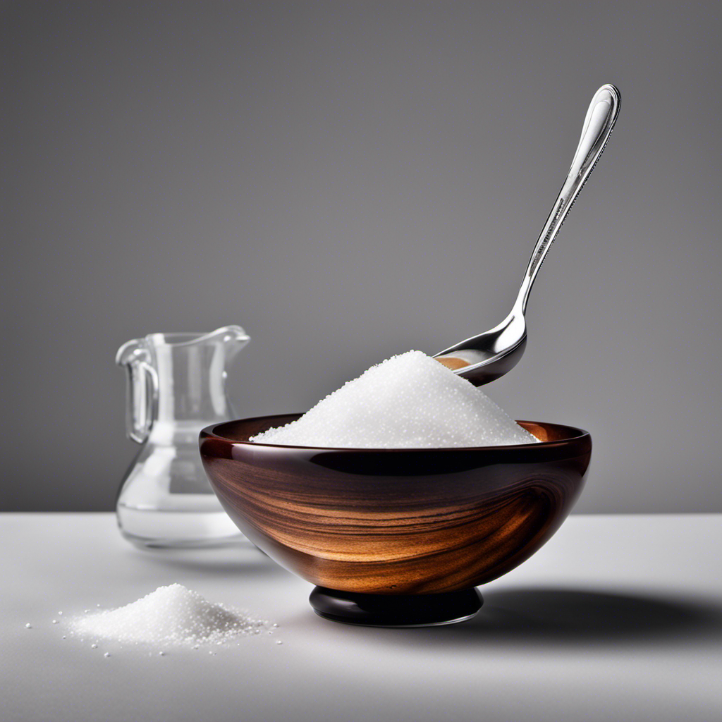 An image depicting 2 teaspoons of iodized salt poured into a transparent glass bowl, next to a precise measuring spoon
