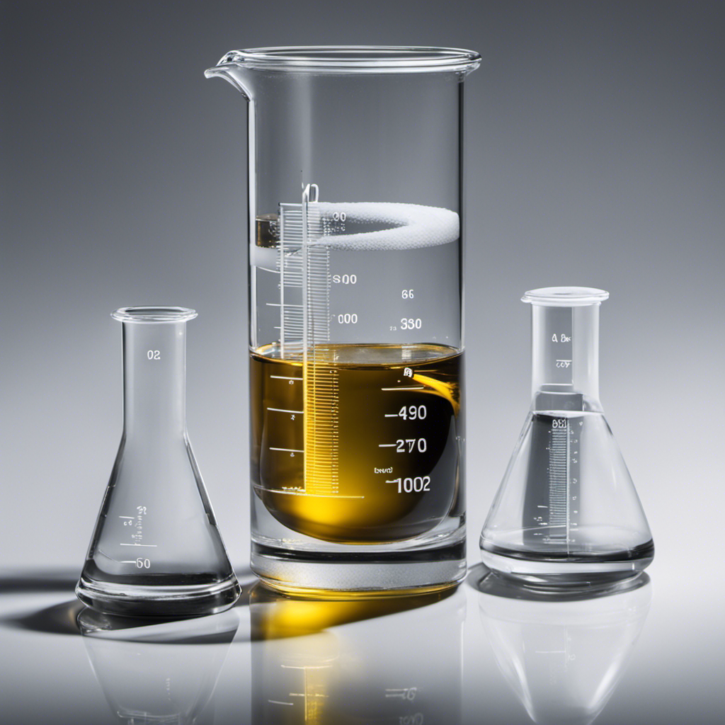 An image showcasing a clear glass filled with precisely measured 2 teaspoons of water, alongside a scientific beaker displaying the exact quantity of sodium present in the water sample, emphasizing the minuscule amount