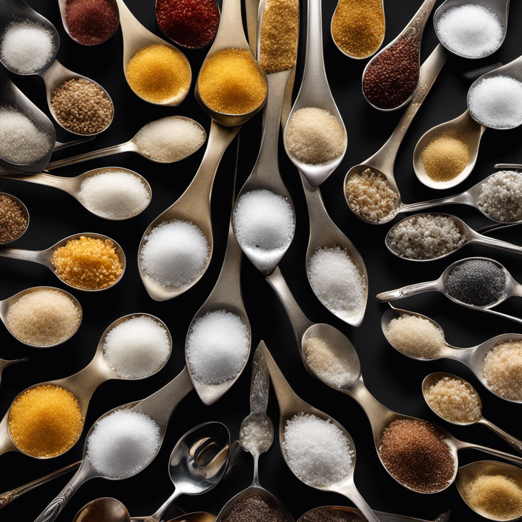 An image showcasing 47 towering teaspoons of salt, each glistening with its granular texture, visually representing the staggering amount of sodium contained within