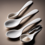 An image showcasing three delicate porcelain teaspoons, each gently holding a mound of salt