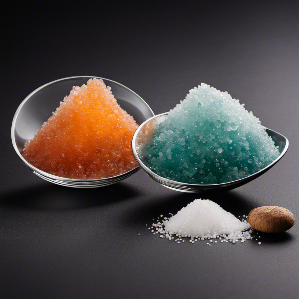 An image showcasing two teaspoons, one filled with table salt and the other with a pile of sodium crystals