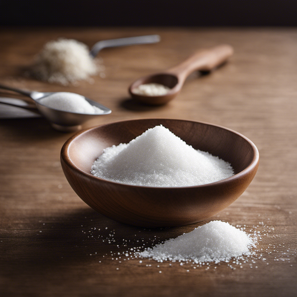 An image showcasing a minimalist kitchen counter with a carefully measured pile of precisely half a teaspoon of salt, symbolizing the recommended daily sodium intake for a lean individual