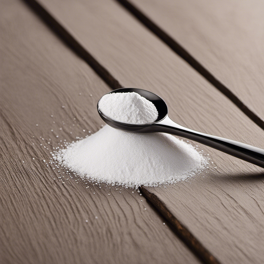 An image showcasing three precise teaspoons of fine white Zinc Oxide powder, carefully measured and poured onto a clean, flat surface