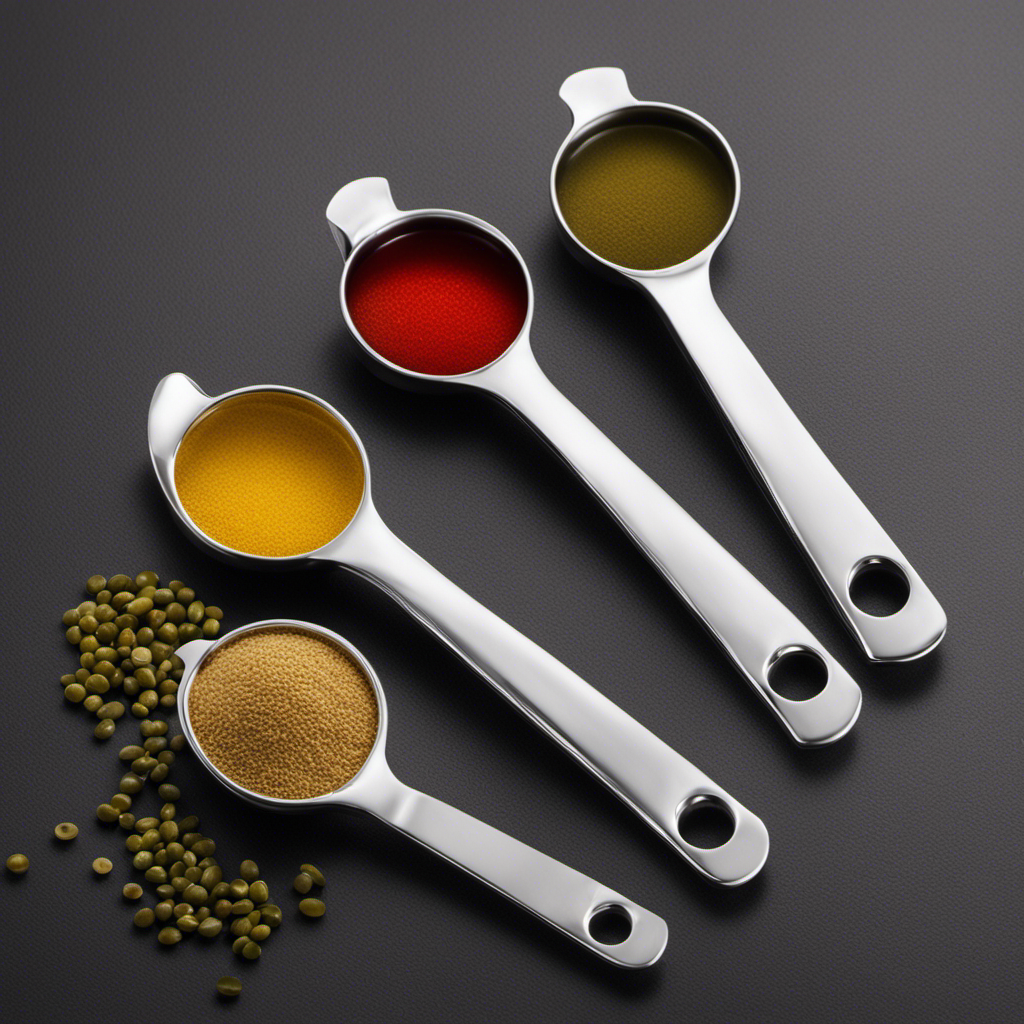 An image depicting various measuring spoons filled with precise increments of MCT oil, showcasing the exact teaspoon quantities required for optimal usage