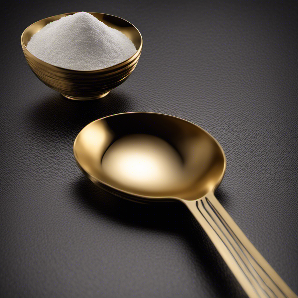 An image showcasing a measuring spoon filled precisely with 0