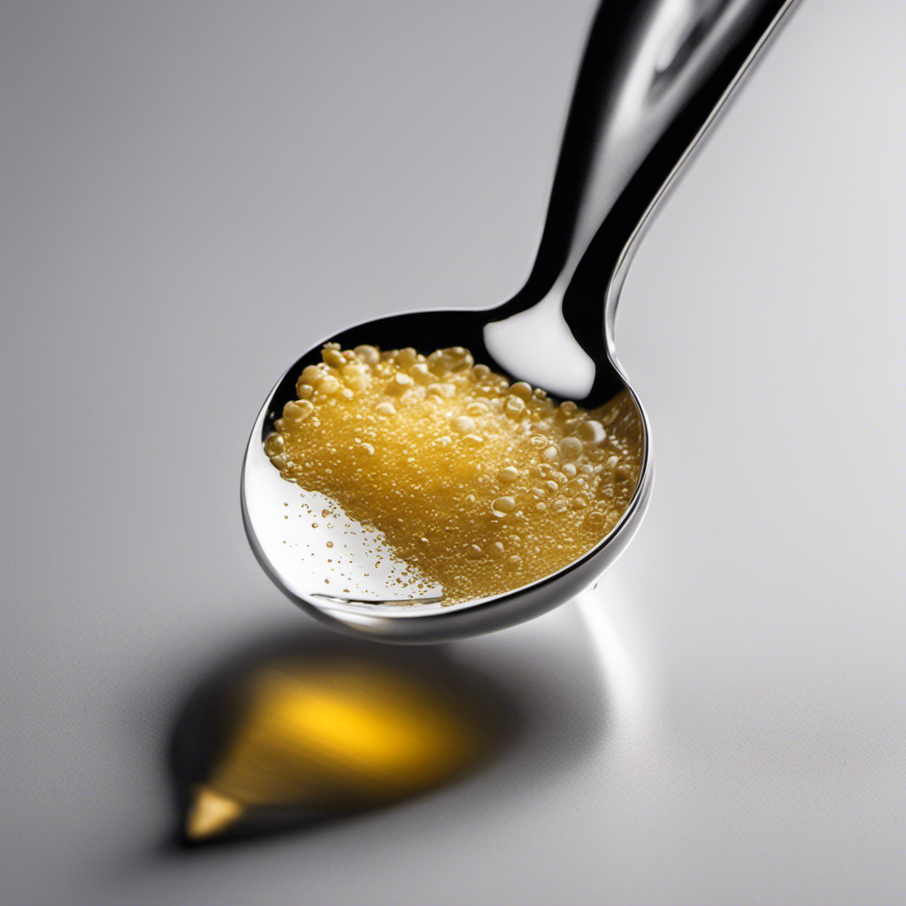 An image showcasing a small measuring spoon filled with precisely 8 milliliters of liquid
