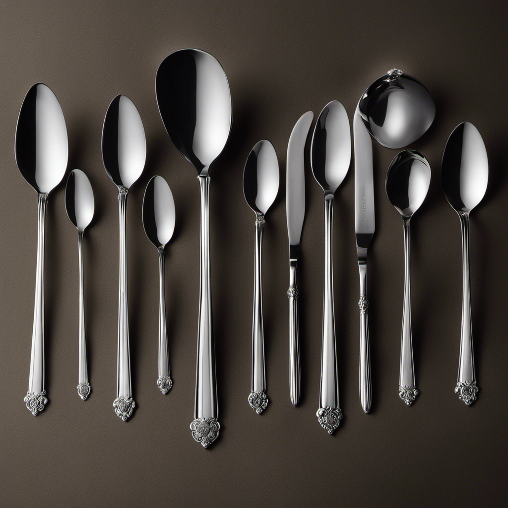 An image showcasing a collection of elegant teaspoons, gradually pouring their contents into a single tablespoon with clear markings, visually illustrating the precise measurement difference between teaspoons and tablespoons