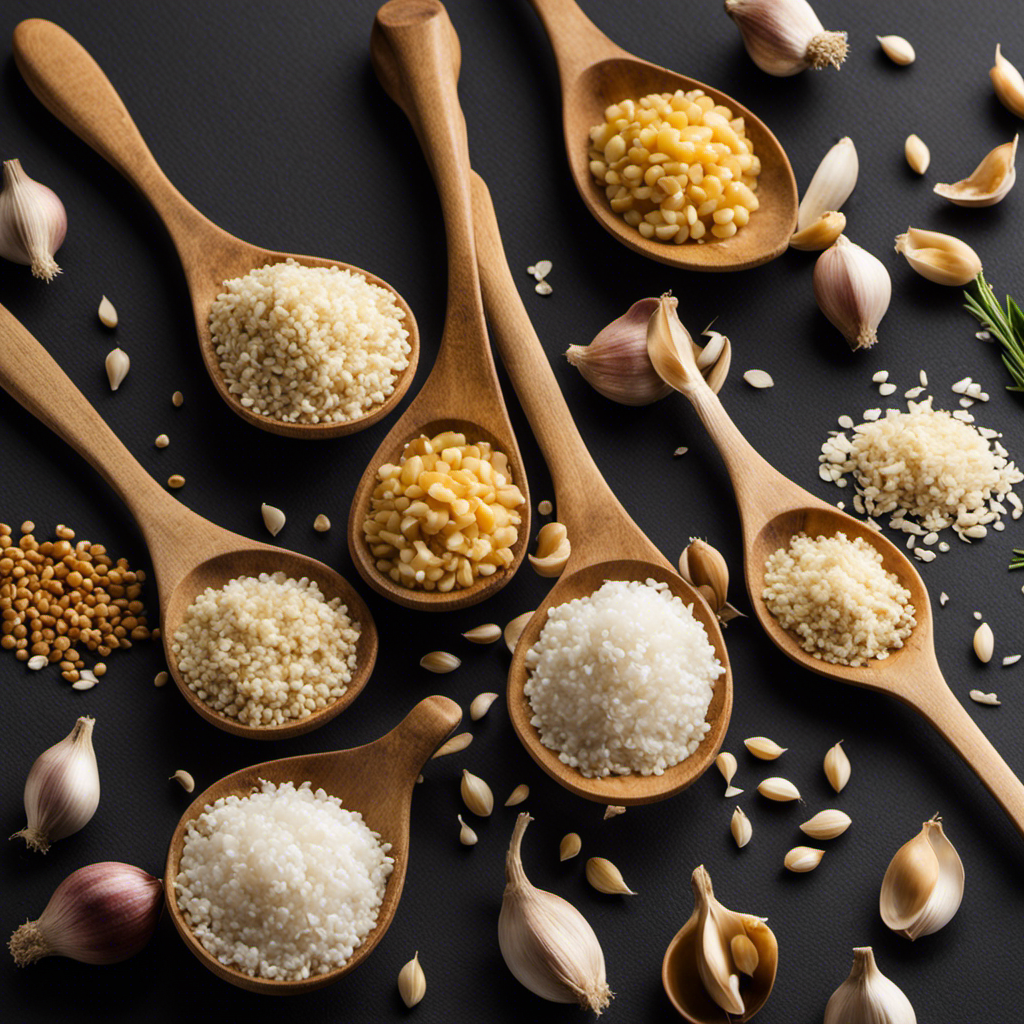 An image featuring an assortment of spoons, each filled with varying amounts of minced garlic
