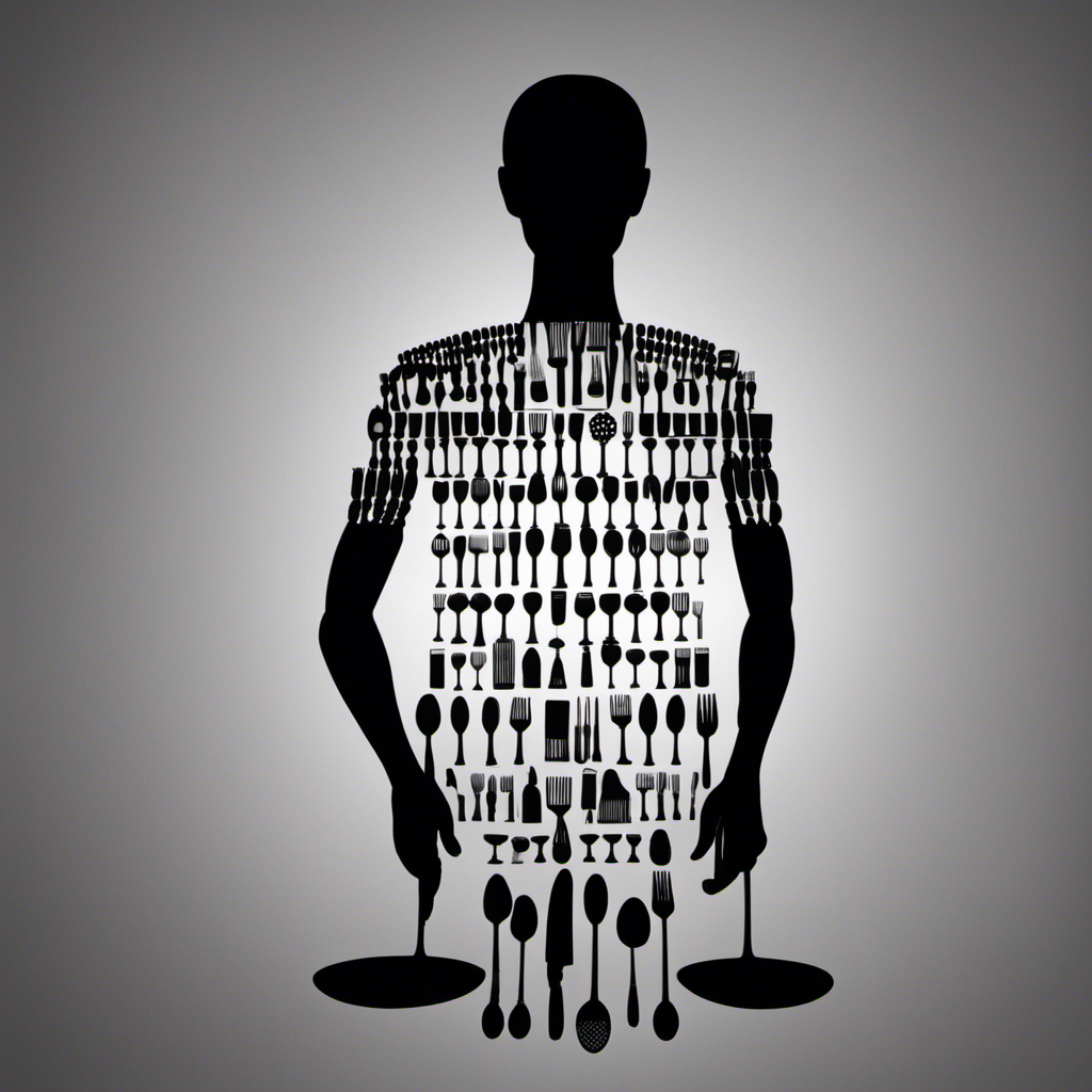 An image of a human silhouette filled with teaspoons of various sizes, symbolizing the recommended daily intake