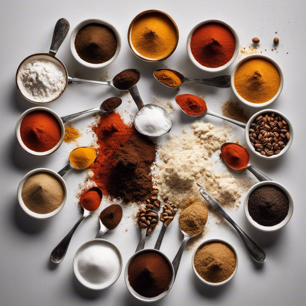 An image capturing a diverse range of hands, each holding a teaspoon filled with various ingredients: sugar, salt, spices, coffee grounds, and flour