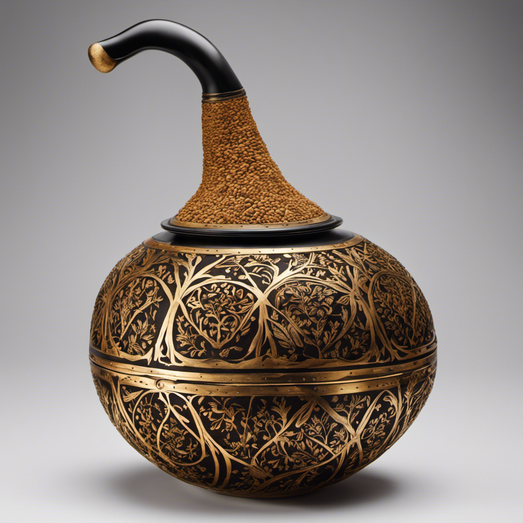 An image showcasing a traditional gourd filled with yerba mate leaves, meticulously positioned to display the precise amount of loose leaves, evoking a sense of balance and expertise in preparation