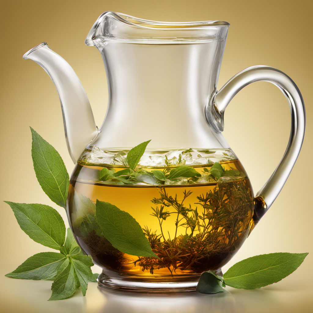 An image of a glass pitcher filled with clear, amber-colored yerba mate tea, exuding a refreshing aroma