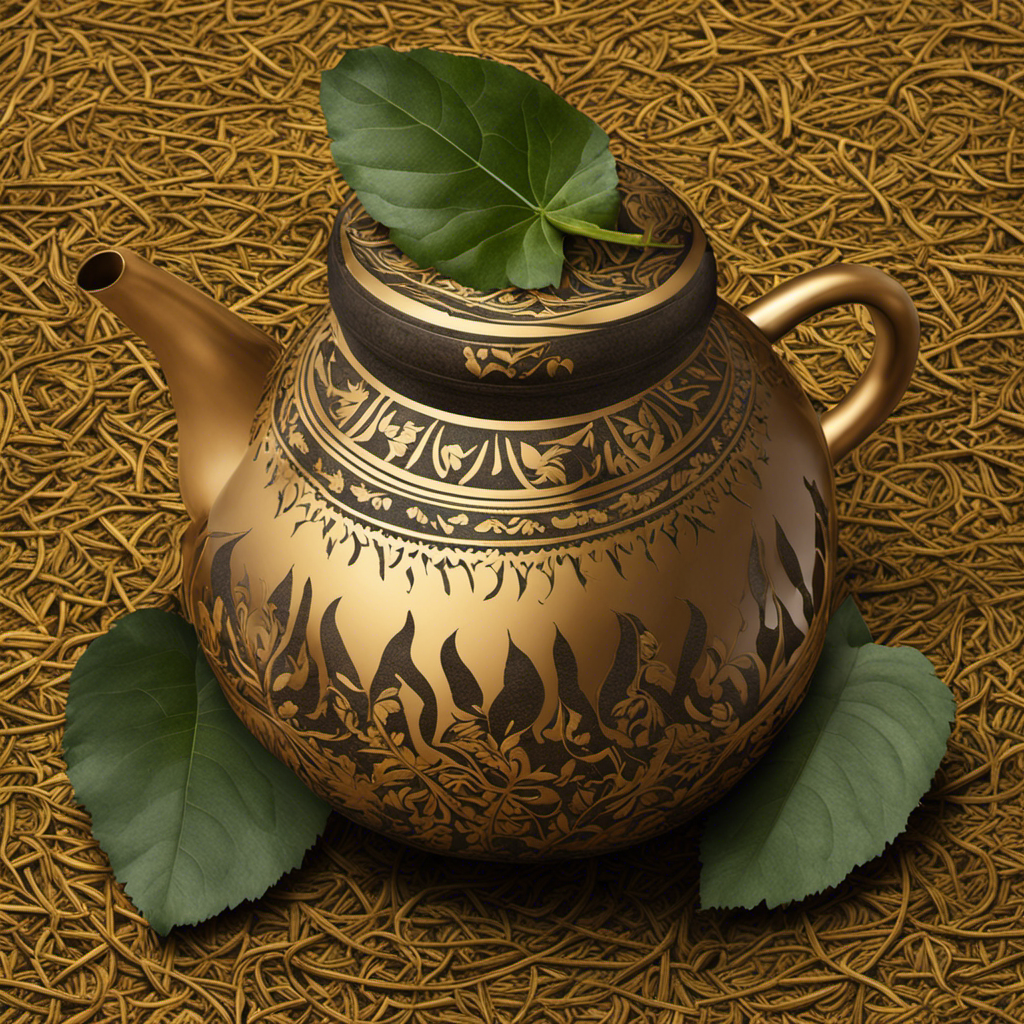 An image depicting a traditional South American gourd filled with loose yerba mate leaves, surrounded by a precise scale displaying the recommended weight for brewing the perfect cup of yerba mate tea