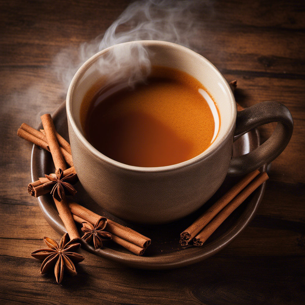 An image showcasing a cozy, rustic mug filled with steaming Postum, its rich caramel hue emanating warmth