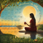 An image showcasing a serene setting with a person enjoying a glass of kombucha tea, surrounded by a calendar marked with specific days, symbolizing the timing and frequency required to maximize the benefits of this wellness beverage