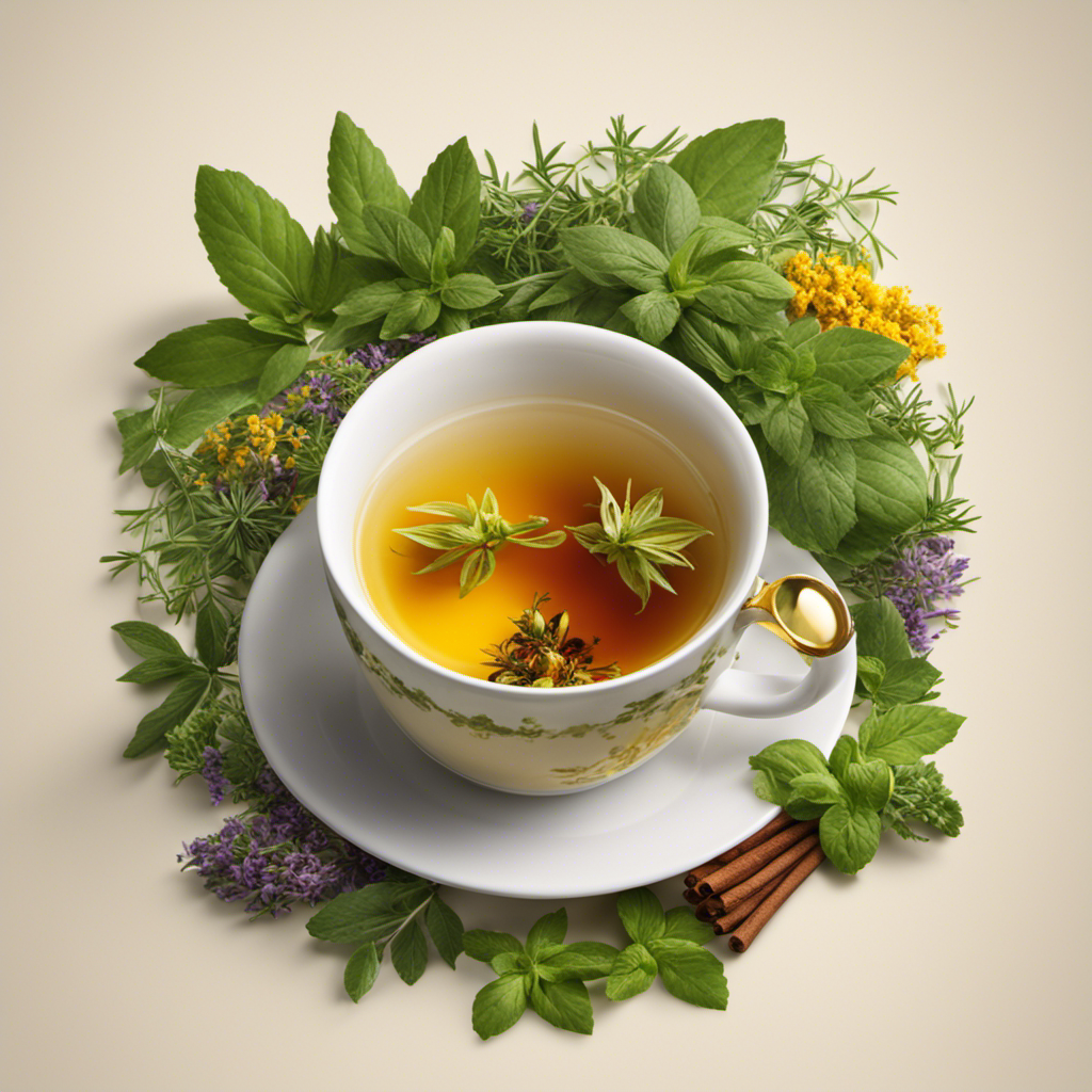 An image showcasing a steaming cup of Traditional Medicinals Herbal Tea, with tendrils of aromatic steam rising from it