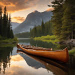 An image showcasing a sturdy wooden canoe rack against a backdrop of a serene river