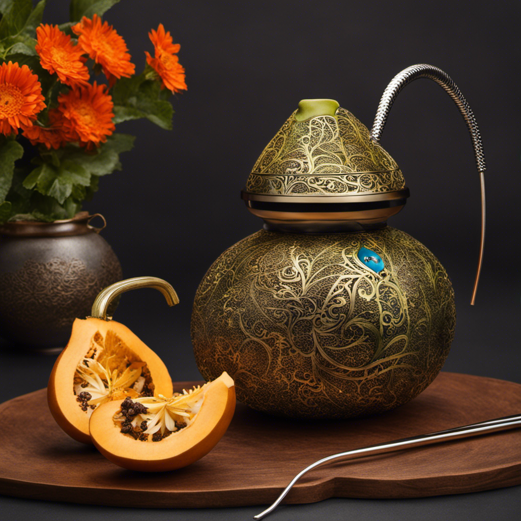 An image showcasing a traditional gourd filled with vibrant, hot yerba mate, steam gently rising from the invigorating infusion