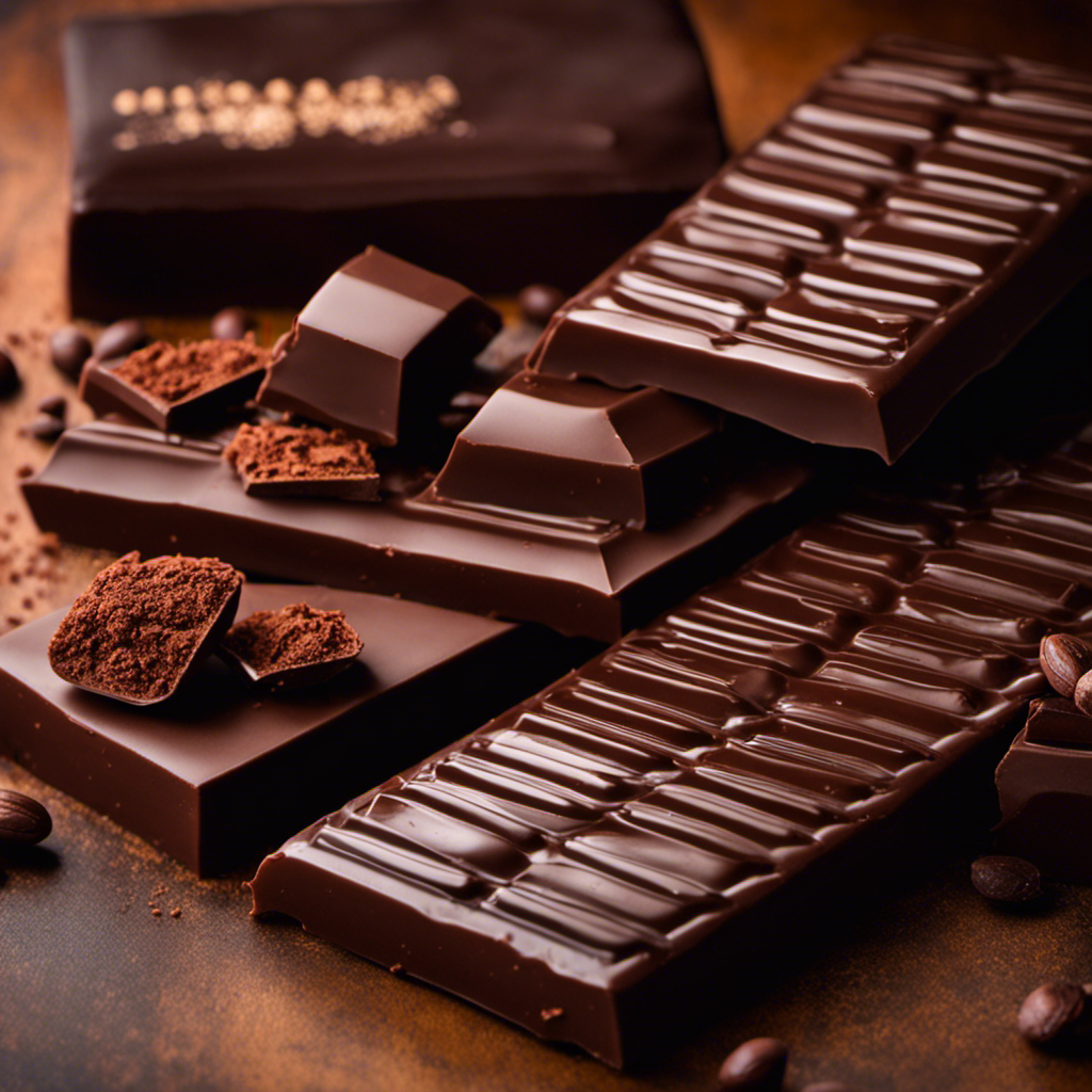 the essence of chocolate-making in a single image: showcase the gradual transformation from raw cacao beans to a luscious dark chocolate bar
