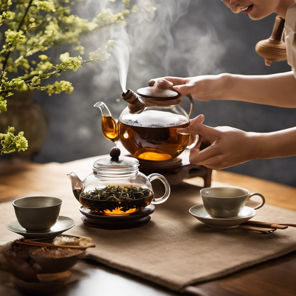 An image capturing the serene ambiance of a traditional Chinese tea ceremony