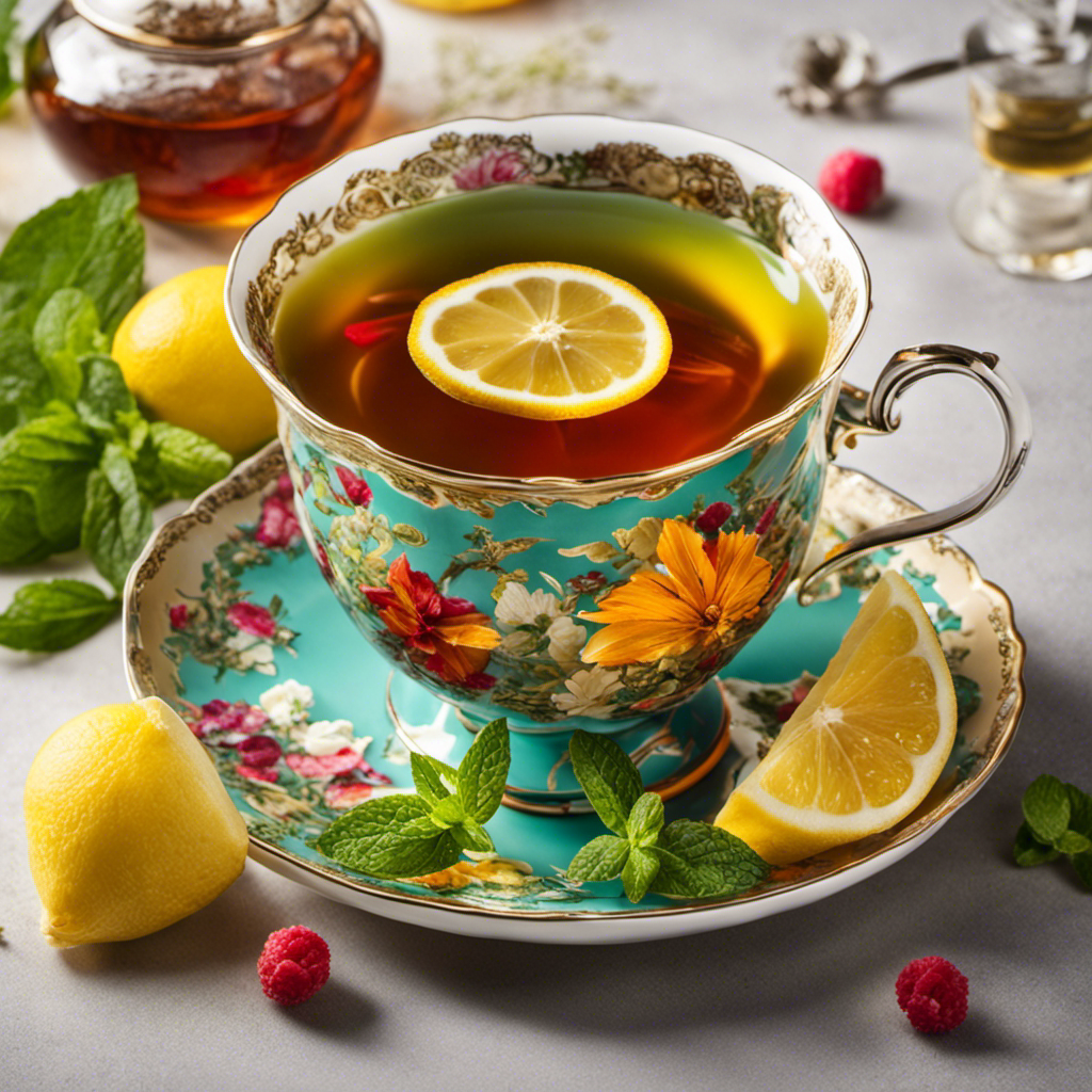An image showcasing a vibrant teacup filled with fragrant herbal tea