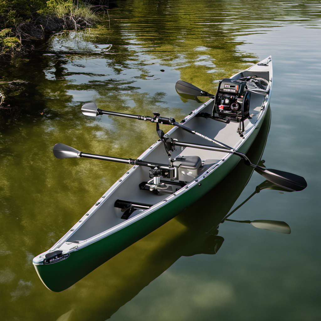 An image that showcases a step-by-step guide for mounting a trolling motor on a canoe