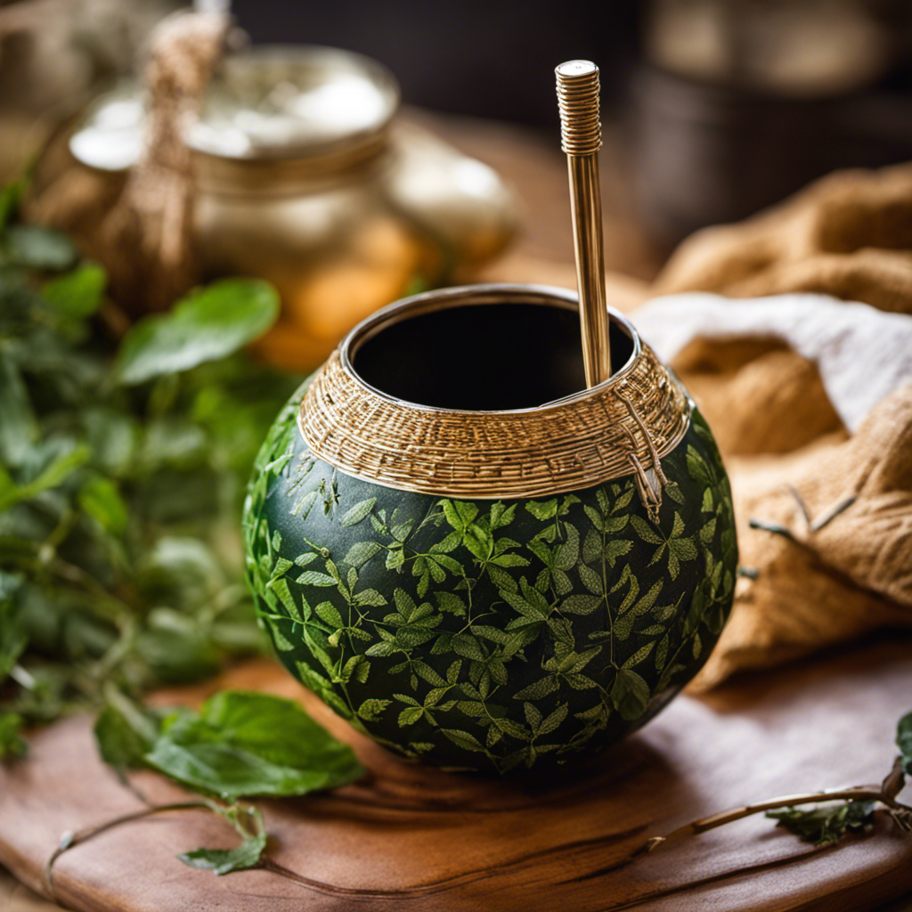 An image capturing the art of preparing yerba mate in a gourd