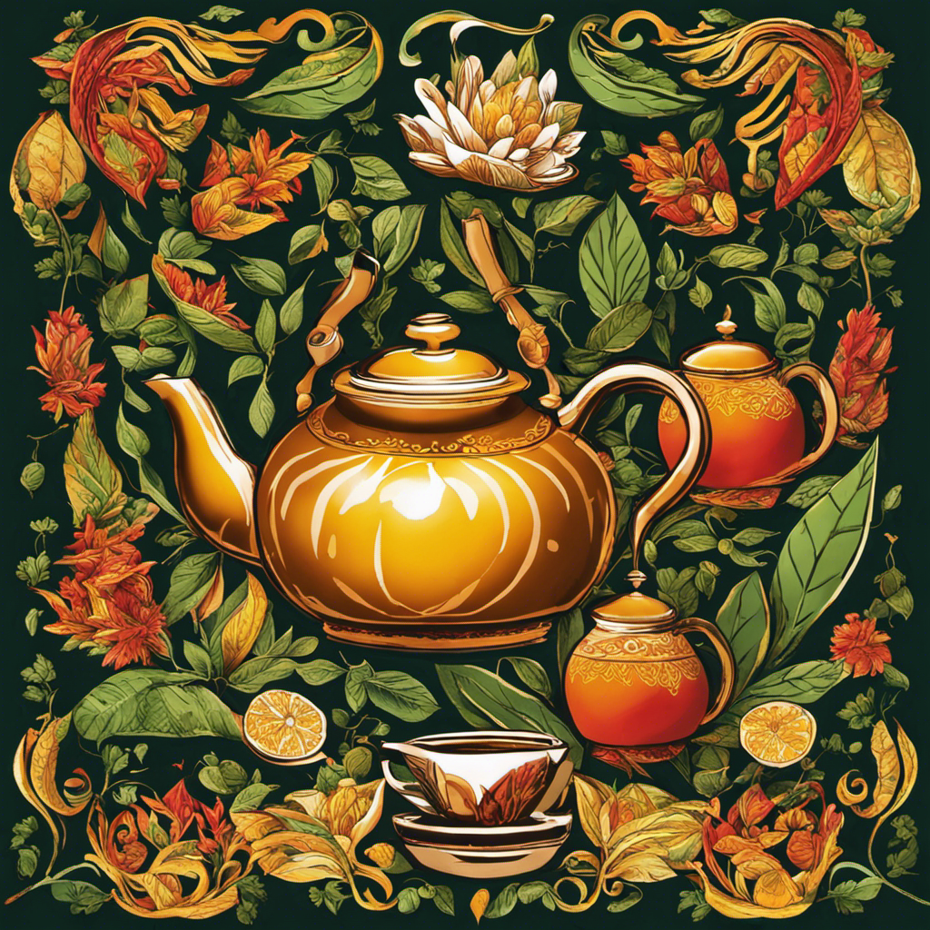An image showcasing a vibrant teapot filled with freshly brewed yerba mate
