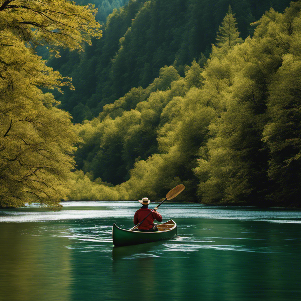 An image showcasing a paddler seated in a canoe, confidently gripping a single-bladed paddle