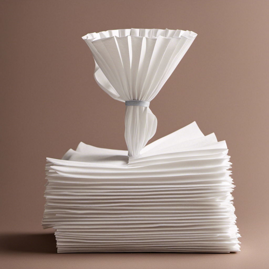 An image showcasing an illustration of a person holding a stack of paper towels, demonstrating the step-by-step process of folding and shaping them into a makeshift coffee filter