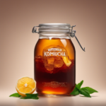 An image showcasing a glass jar filled with sweetened tea, adorned with a translucent veil of bubbling foam