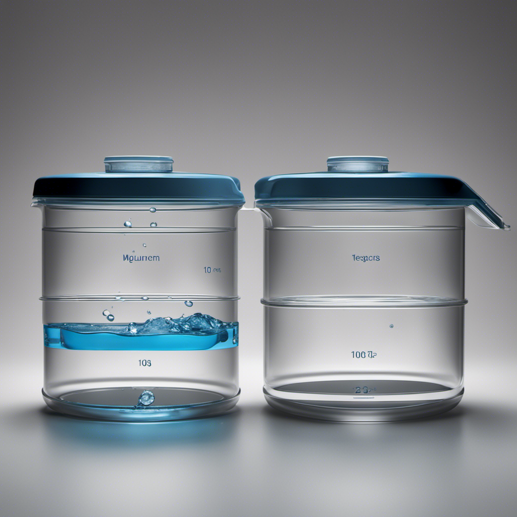 An image depicting a 10-gallon container filled with water, divided into 10 equal parts