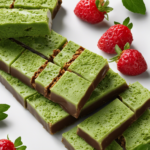 An image showcasing a protein bar sliced into 100 equal parts, with one of those parts colored green to represent the 8% yerba mate content