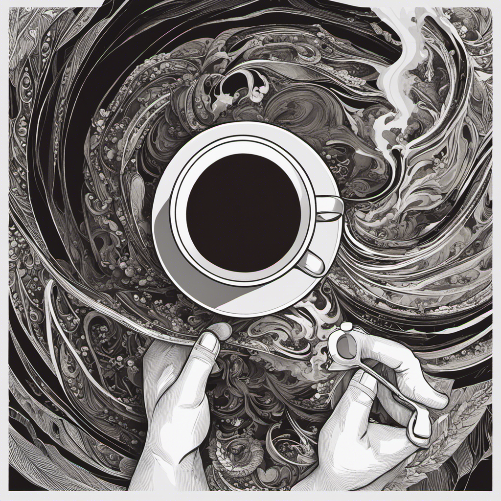 An image featuring a close-up of a person holding their stomach with a pained expression, while a cup of dark roast coffee sits nearby