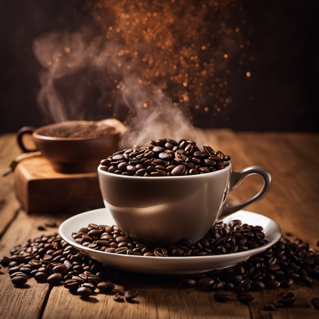 An image showcasing a steaming cup of dark roast coffee, rich and aromatic