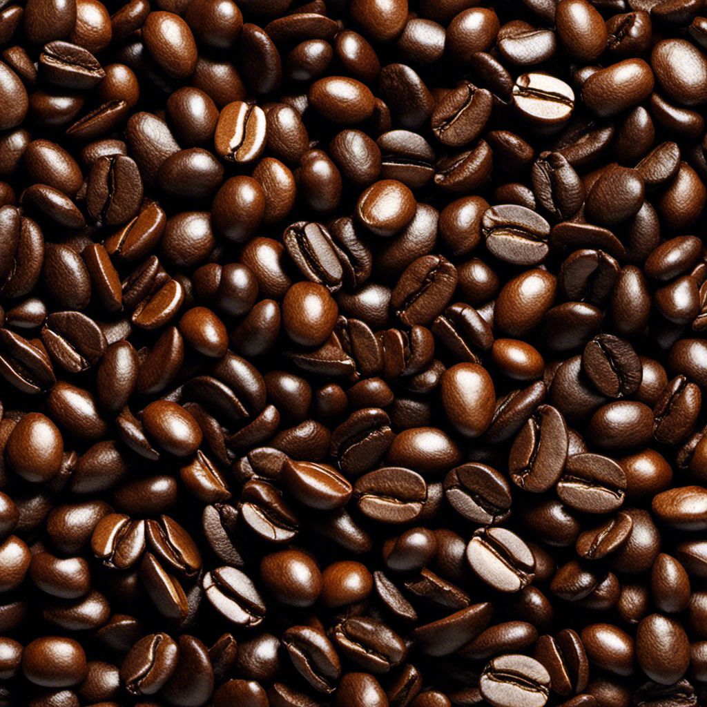 An image showcasing two contrasting coffee beans side by side: a rich, dark-roasted espresso bean with a glossy, near-black hue, and a lighter, medium-roasted coffee bean, highlighting the distinct difference between the two roast levels