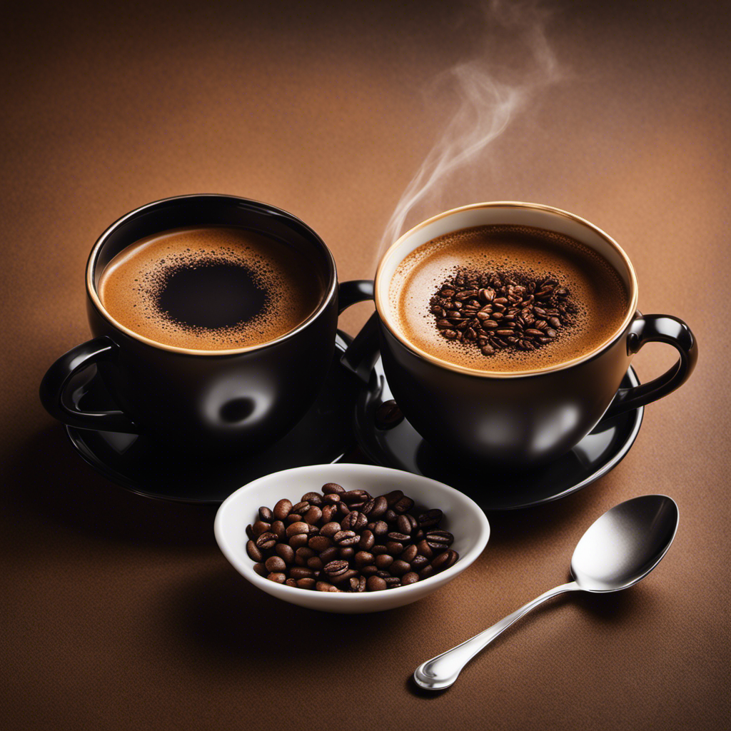 An image showcasing two contrasting coffee cups: one filled with rich, dark roast coffee emitting a bold aroma, while the other contains a light roast coffee with subtle, delicate notes