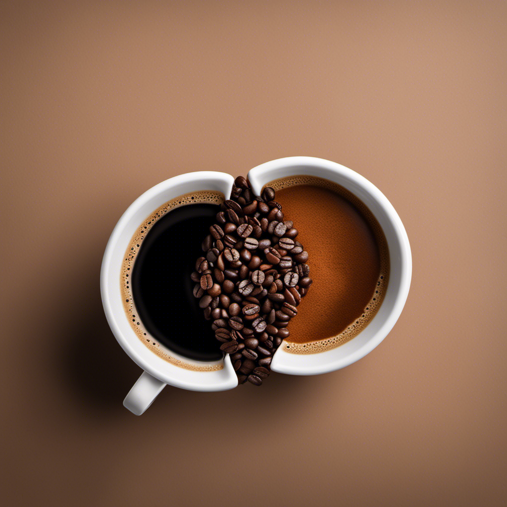 An image that portrays two coffee cups side by side, one filled with a deep, dark roasted coffee, while the other holds a lighter, medium roasted brew