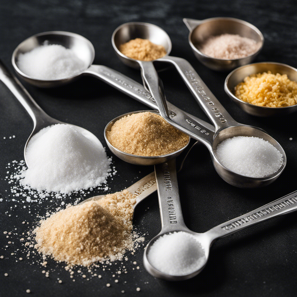 An image showcasing a kitchen counter with an assortment of measuring spoons, each filled with varying amounts of salt, depicting the recommended daily intake of salt in teaspoons for a Keto diet