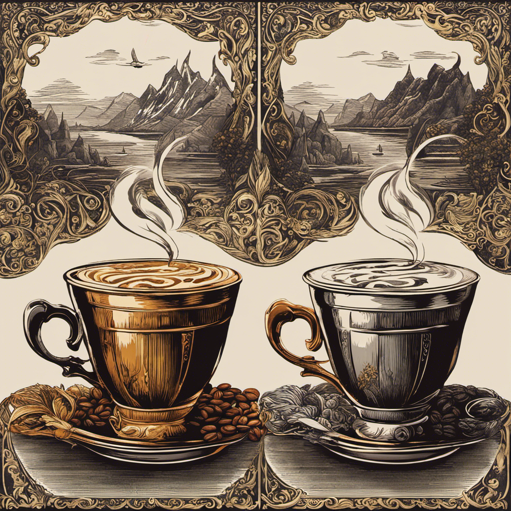 An image showcasing two steaming mugs side by side, one filled with rich, dark Postum and the other with a smooth, golden Cafix